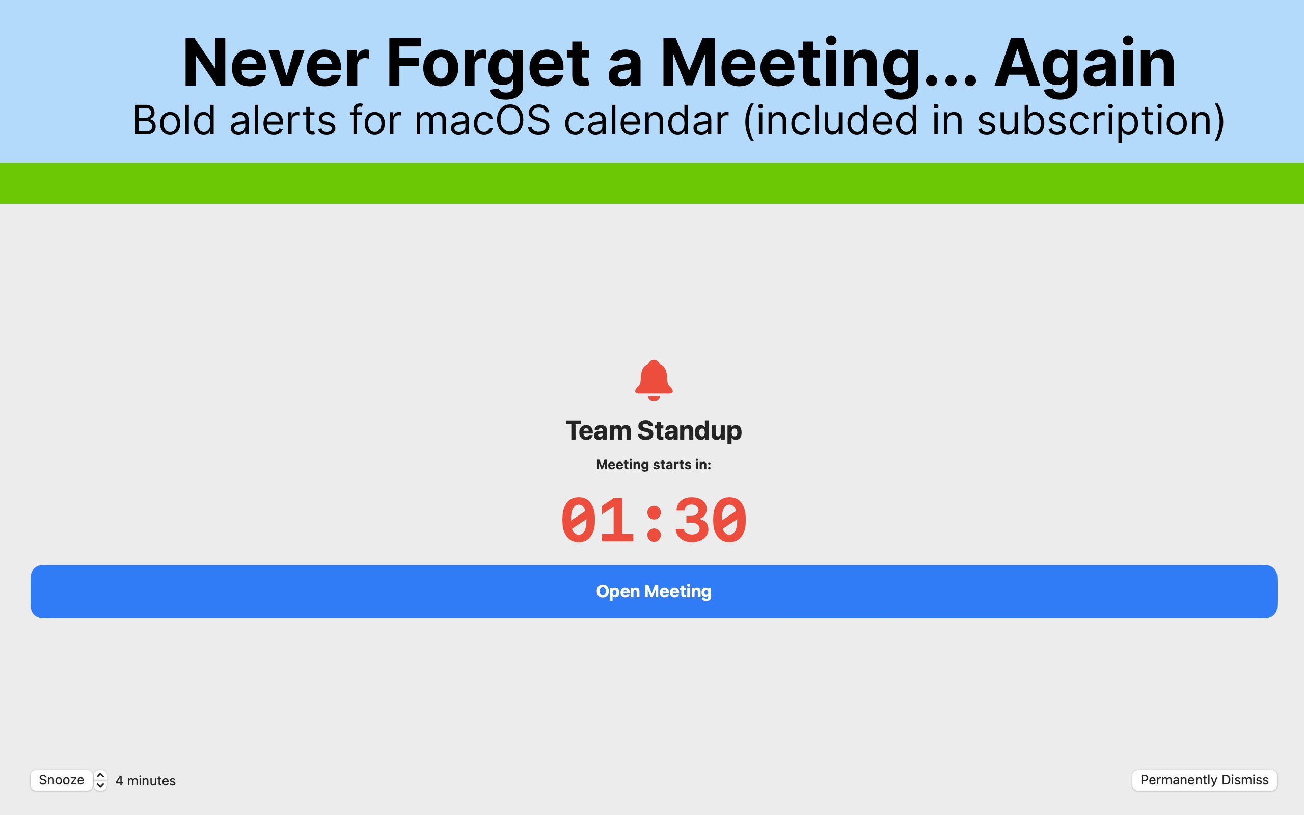 BeOnTime Alert Window