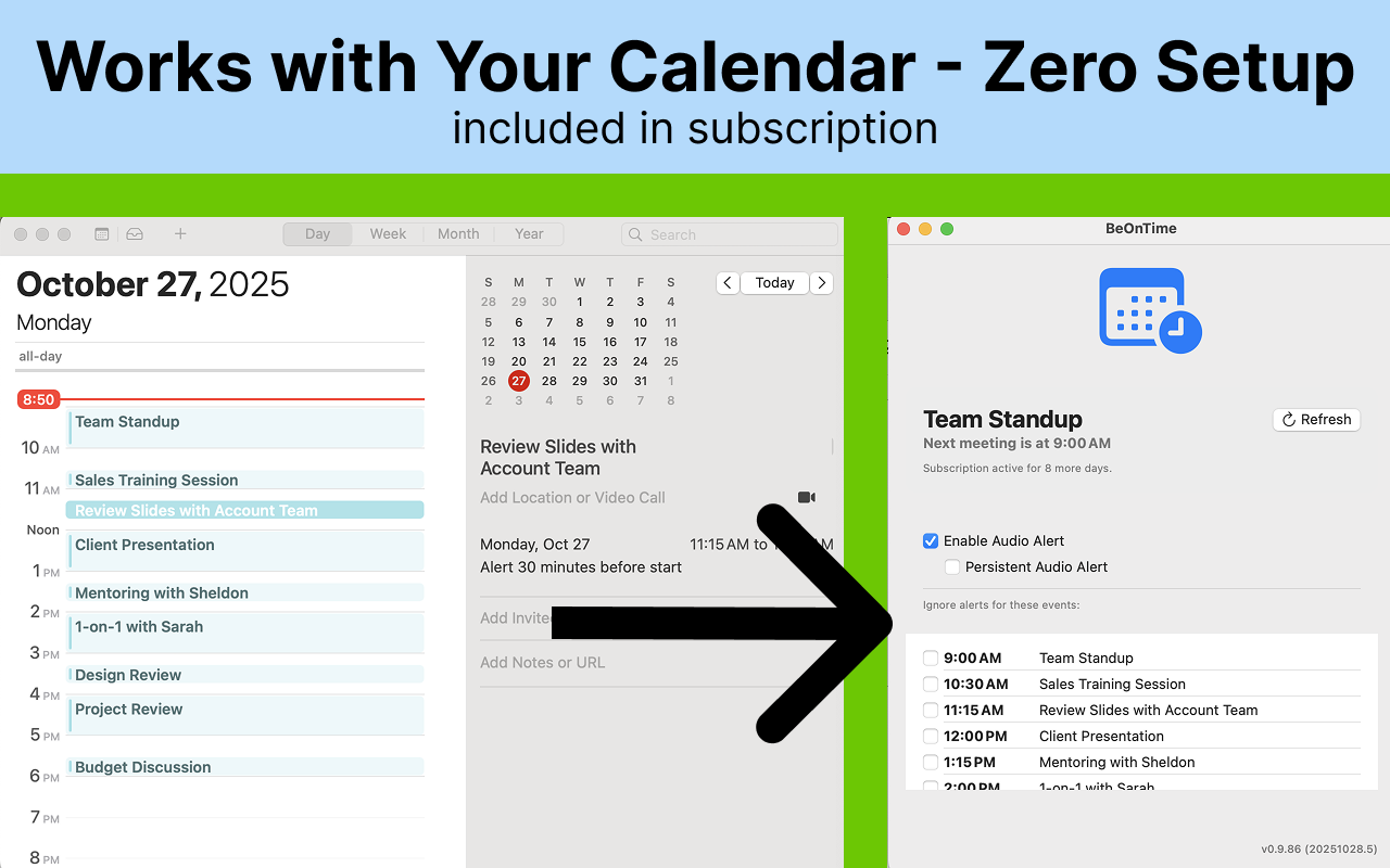 BeOnTime Calendar Integration